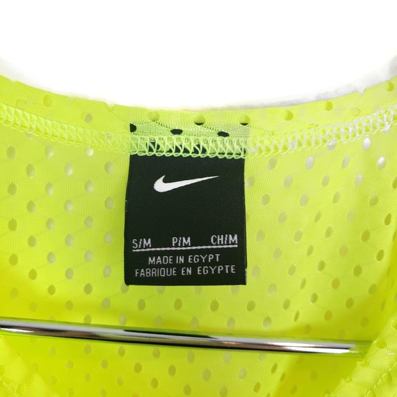 NIKE Logoed Neon Yellow Mesh Youth Jersey Small - Picture 6 of 6